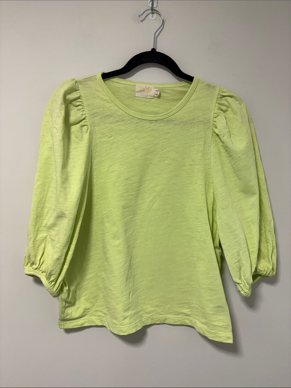 Nation LTD Neon Lime Puff-Sleeve Tee Shirt
